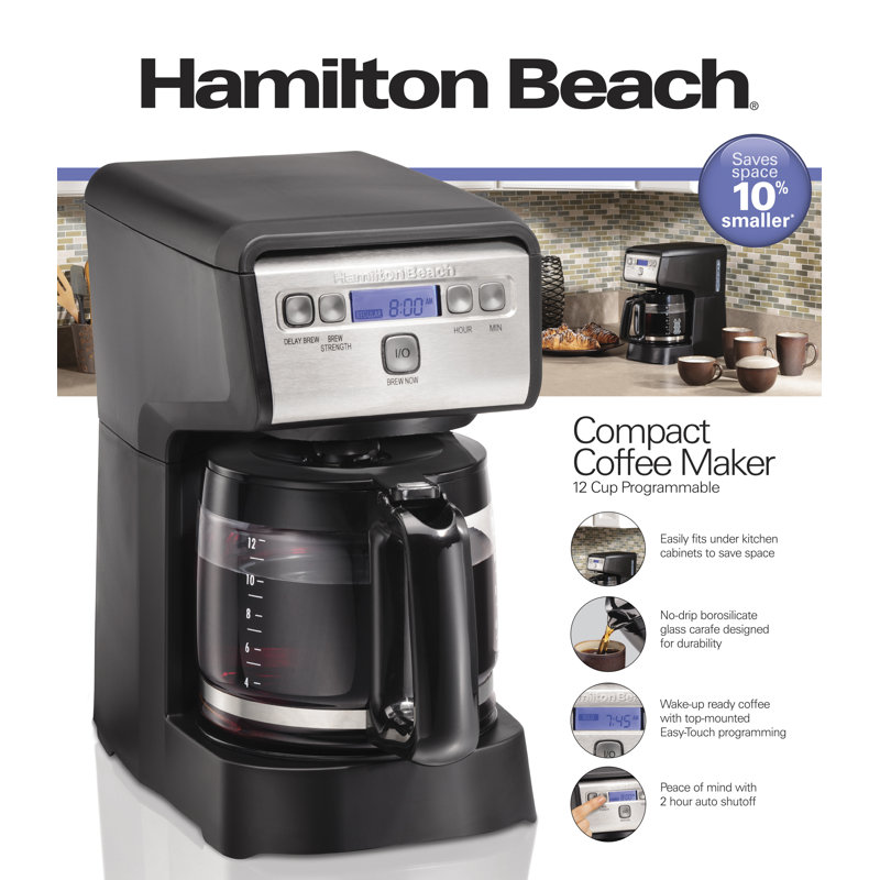 Hamilton Beach® 12 Cup Compact Programmable Coffee Maker Wayfair